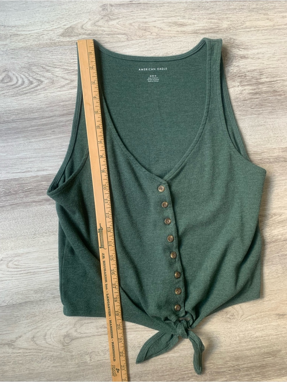 American Eagle Outfitters Button Front Tank with tie hem green size medium - Picture 4 of 8